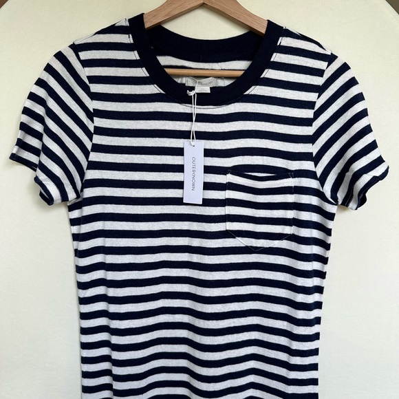 NWT Outerknown Hemp Cotton Neptune Tee Shirt Dress in Dark Navy/Salt White - Picture 3 of 6